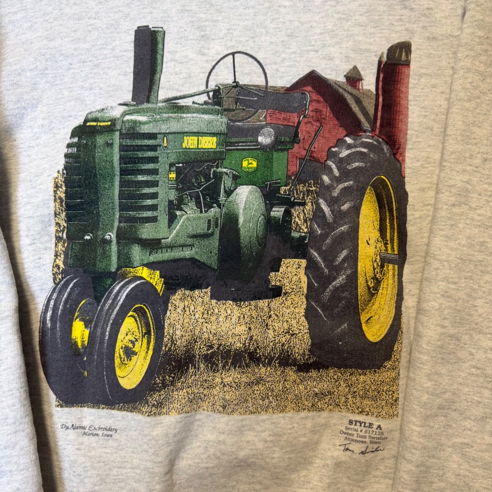 Vintage Made in USA Sweatshirt Mens XXL Grey John Deere Tractor Farmcore Graphic - Picture 2 of 9